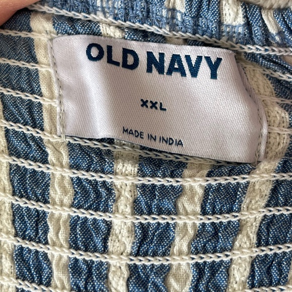 Old Navy Women's Blue White Waist-Defined Striped Tie-Belt Midi Wrap Dress XXL - Picture 12 of 15